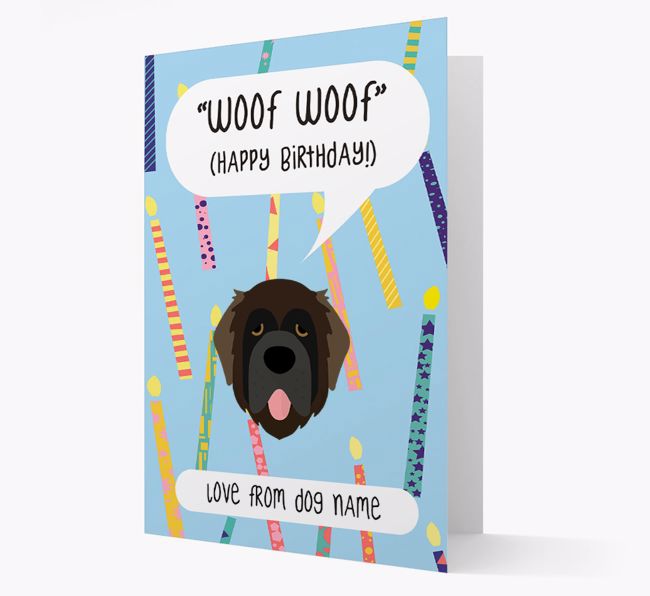 Personalized 'Woof Woof' Birthday Card with {breedFullName} Icon